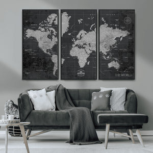World Map Canvas Print – Detailed Map of the World Wall Art
