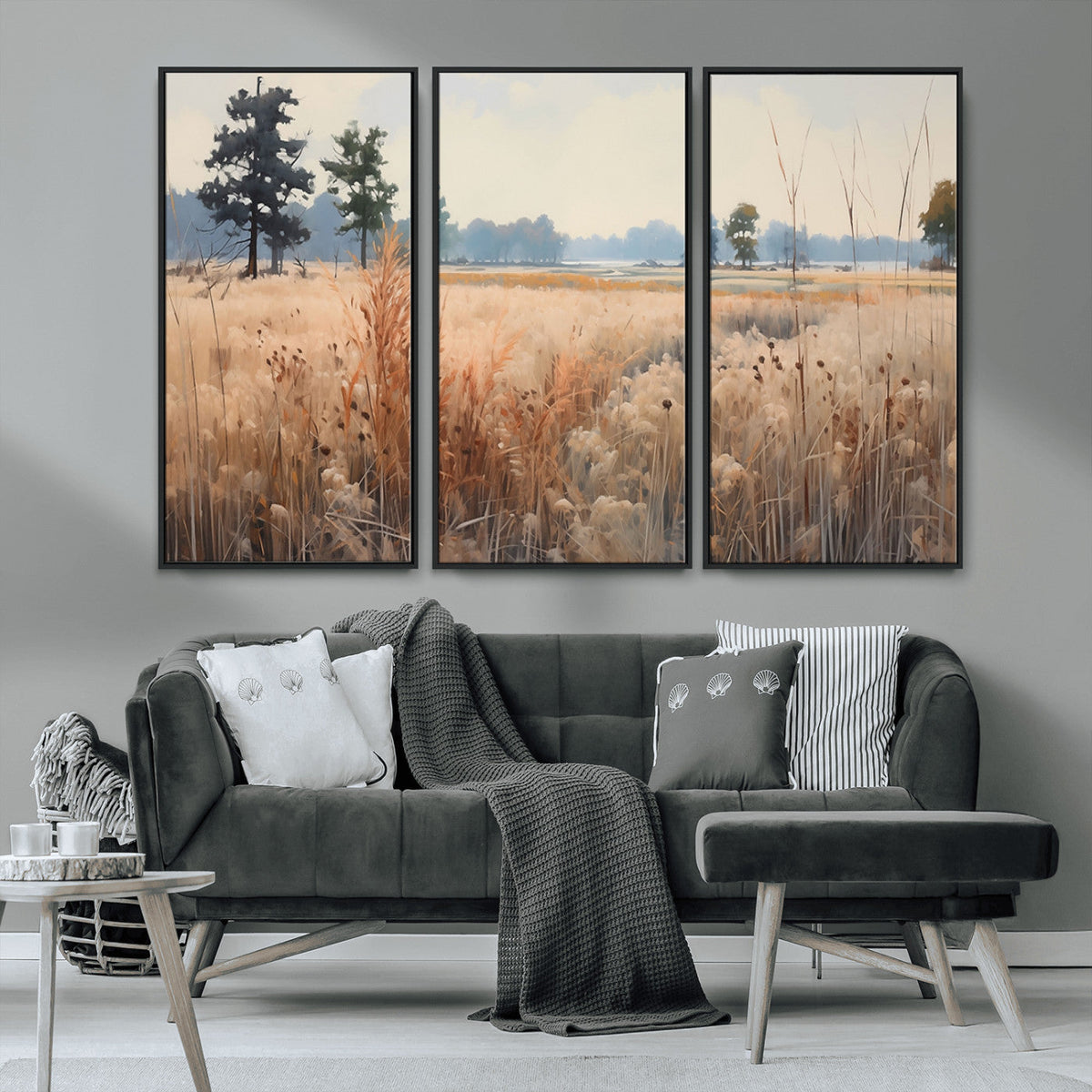 Golden Fields Canvas Wall Art Print – Serene Landscape of