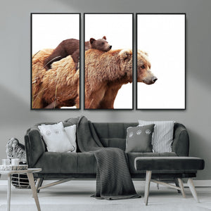 Mother and Baby Bear Canvas Wall Art - Adorable Wildlife