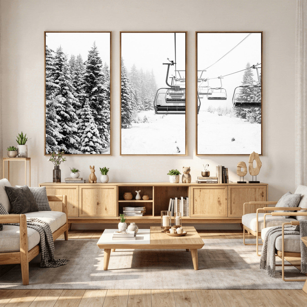 Ski Wall Art - Ski Lift Wall Art Canvas Print Snow Covered