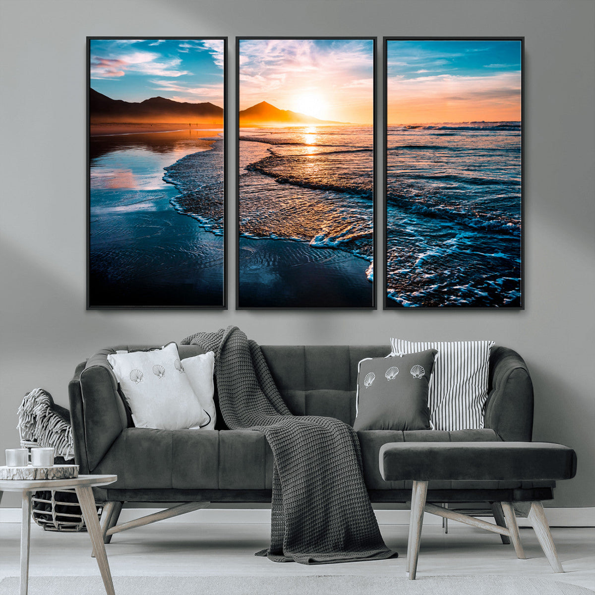 Sunset Beach Ocean Canvas Wall Art – Tranquil Ocean