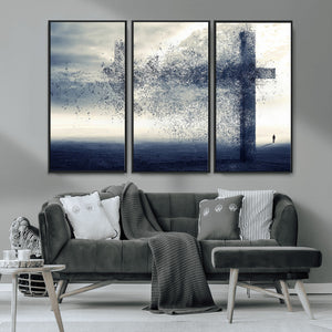 Jesus and the Fading Cross Wall Art Print – Symbol of Faith,