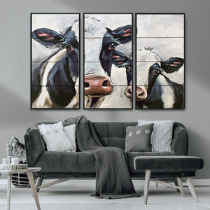 Vintage Baby and Mom Cattle Wall Art Canvas Print