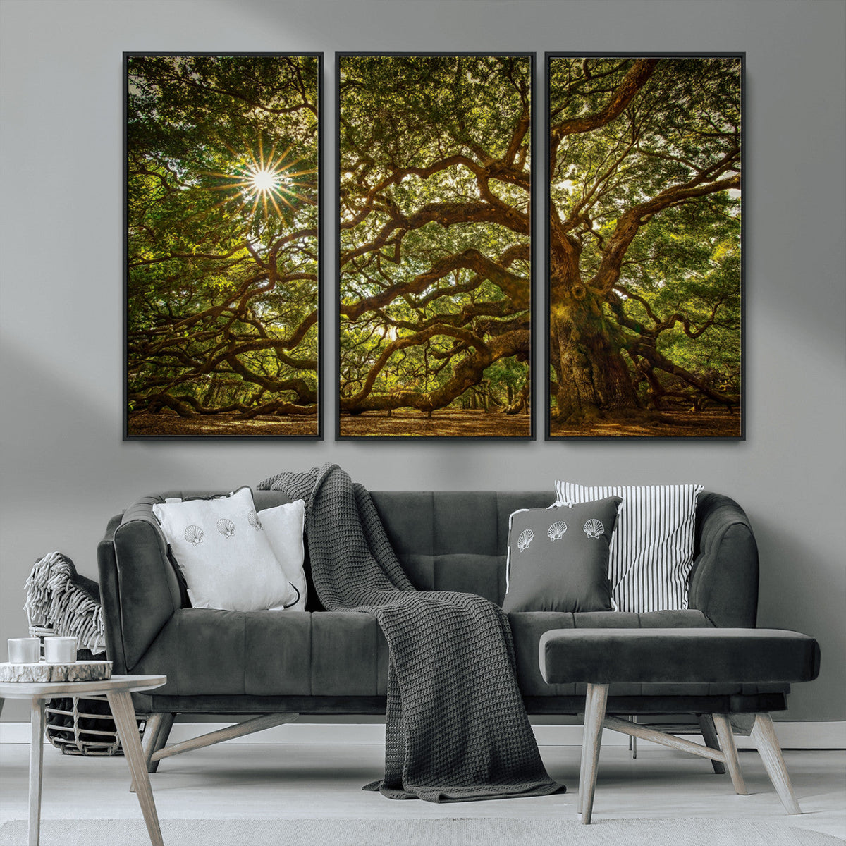 Ancient Angel Oak Tree Art Sunburst Canvas Print-
