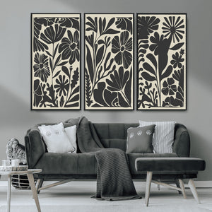 Modern Botanical Wall Art - Floral Black and White Canvas