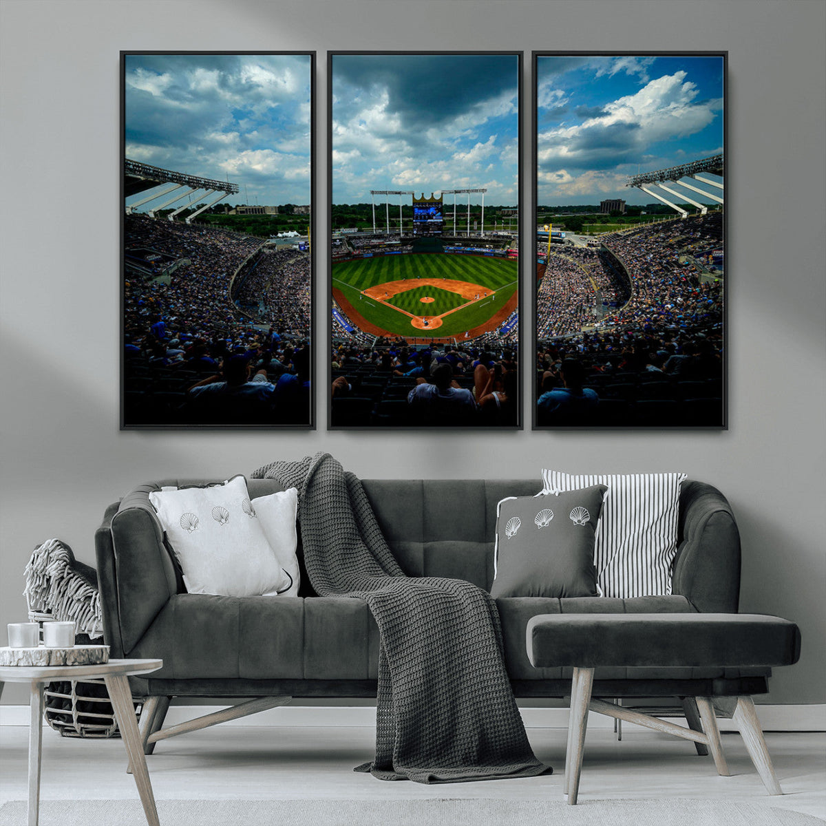 3-Panel Kauffman Stadium Wall Art Print | Large Kansas City
