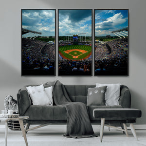 3-Panel Kauffman Stadium Wall Art Print | Large Kansas City