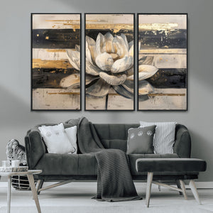 Lotus Flower Wall Art – Framed Abstract Floral Canvas