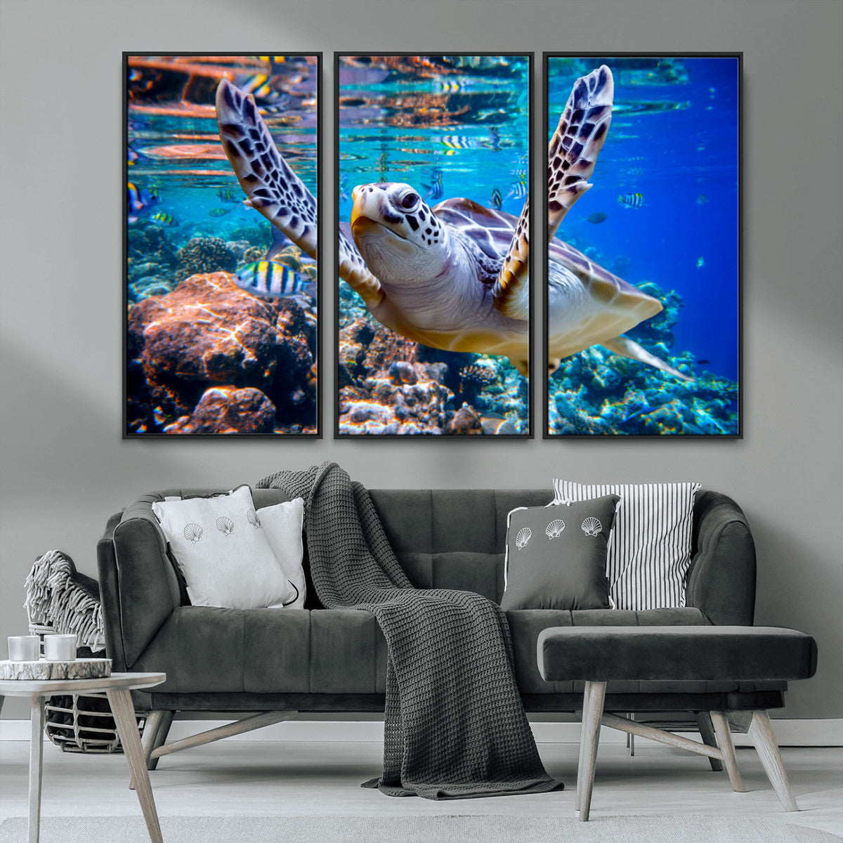 Underwater Sea Turtle Wall Art Canvas Print – Vibrant Ocean