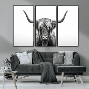 Highland Wall Art Canvas Print – Minimalist Black and White