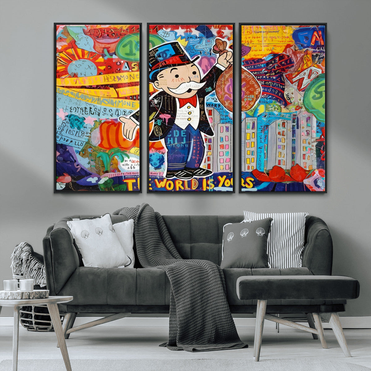 Pop Art Monopoly Man Canvas Wall Art Print - Bold and