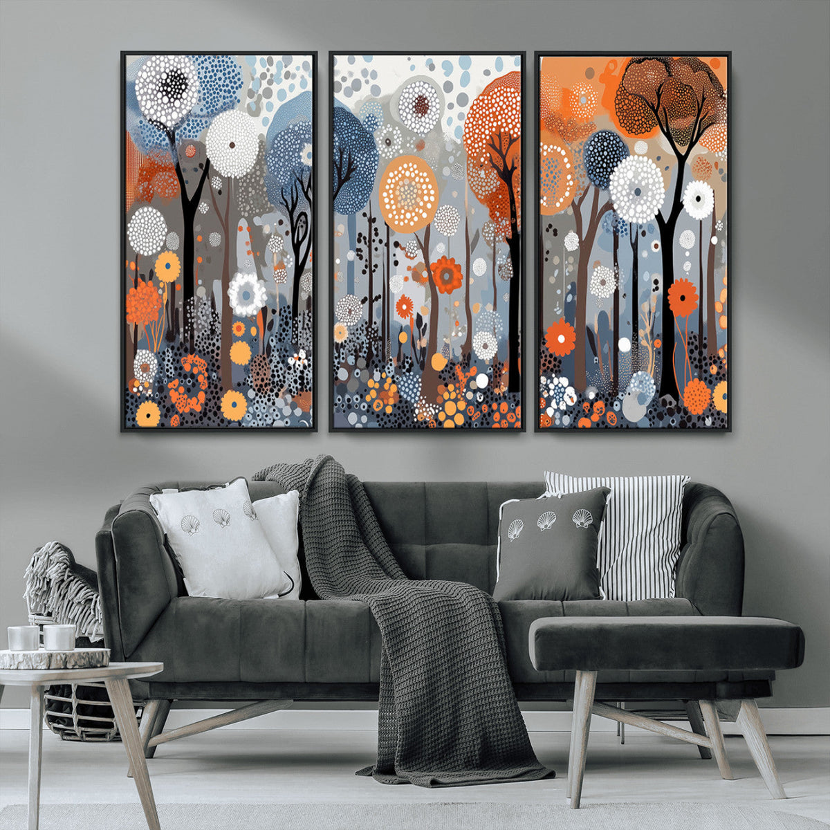 Abstract Winter Landscape Canvas Wall Art Print - Large