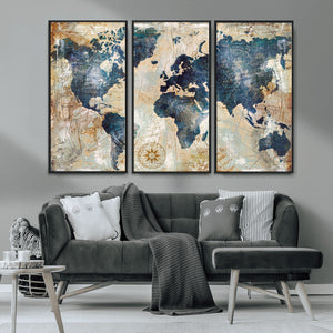 World Map Canvas Print – Framed Wall Art for Couples,
