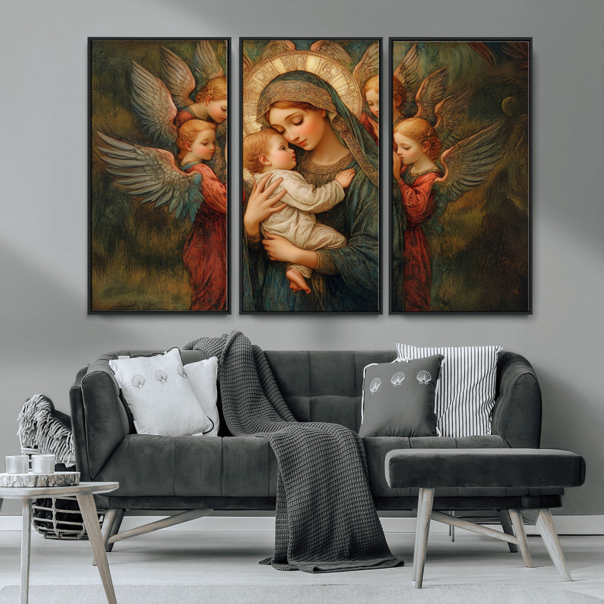 Mary Jesus Canvas Wall Art Print - Madonna and Child with