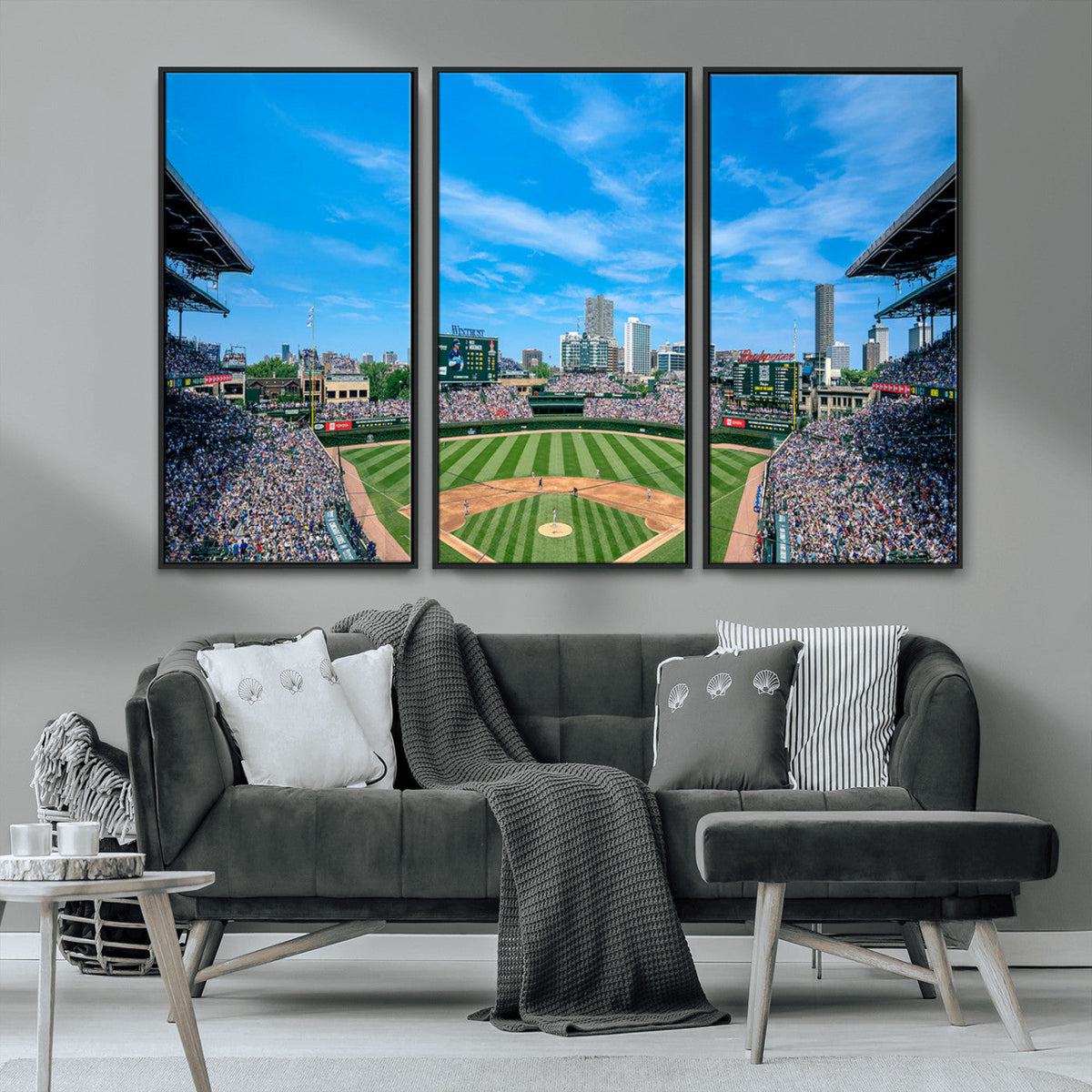 Wrigley Field Chicago Cubs Panoramic Art Multi-Piece Canvas