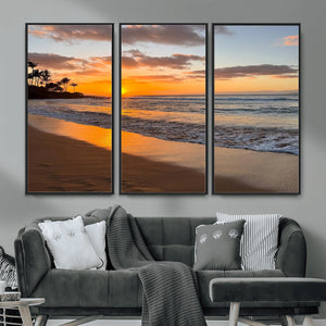 Tropical Beach Wall Art – Framed Sunset Ocean Canvas