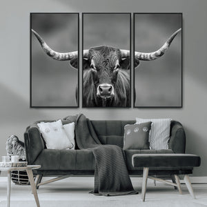 Texas Longhorn Wall Art Canvas Print – Framed Western Bull