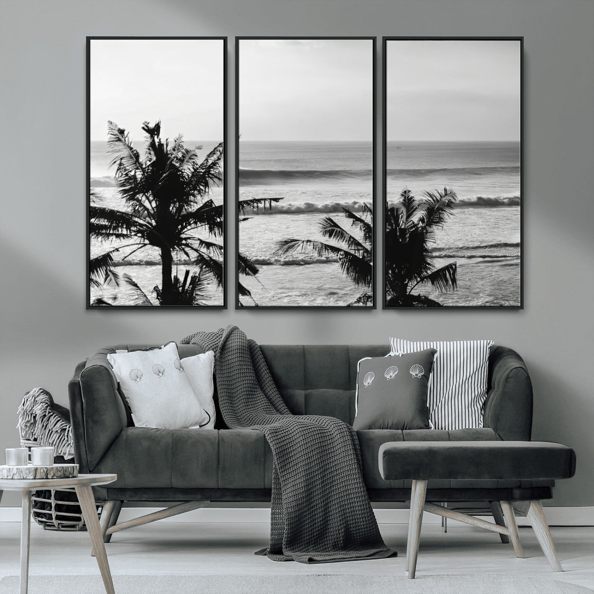 Tropical Coastline Wall Art Canvas Print – Framed Palm Trees