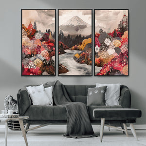 Mountain Wall Art Canvas Print – Framed Autumn Forest