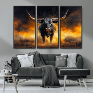 Longhorn Canvas Wall Art Canvas Print – Framed Bold Bull