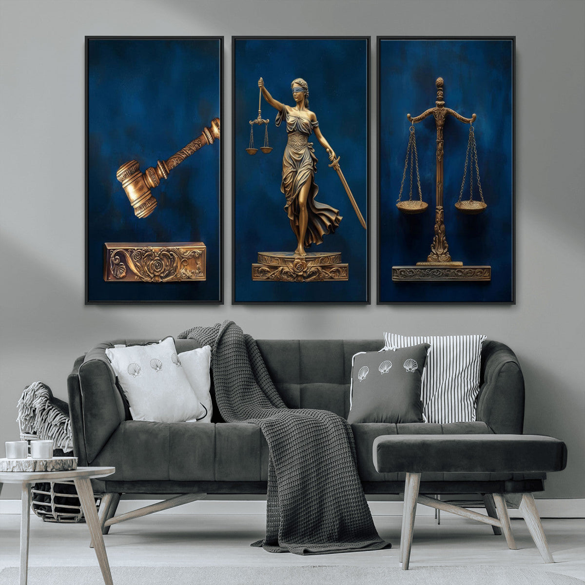 Lady Justice Wall Art Canvas Print – Elegant Gold Legal