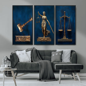 Lady Justice Wall Art Canvas Print – Elegant Gold Legal