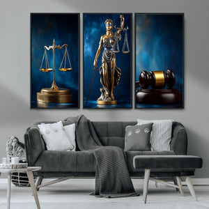 Lady Justice Wall Art Canvas Print – Elegant Gold Legal