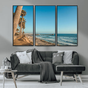 Scenic Beach Wall Art Canvas Print – Tall Palm Trees, Sandy