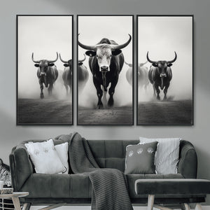 Texas Longhorn Wall Art Canvas Print, Framed Speckled Cow