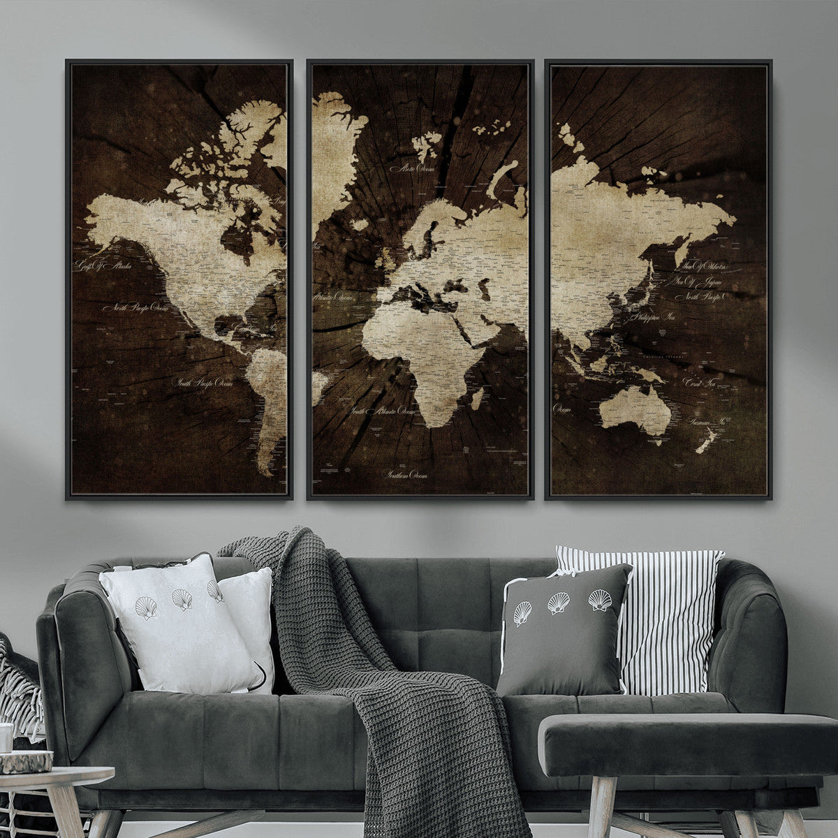World Map Wall Art Canvas Print – Framed Travel Map Wall Art