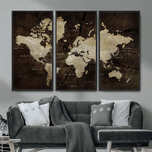 World Map Wall Art Canvas Print – Framed Travel Map Wall Art