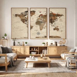 World Map Canvas Print – Framed Detailed Map of the World