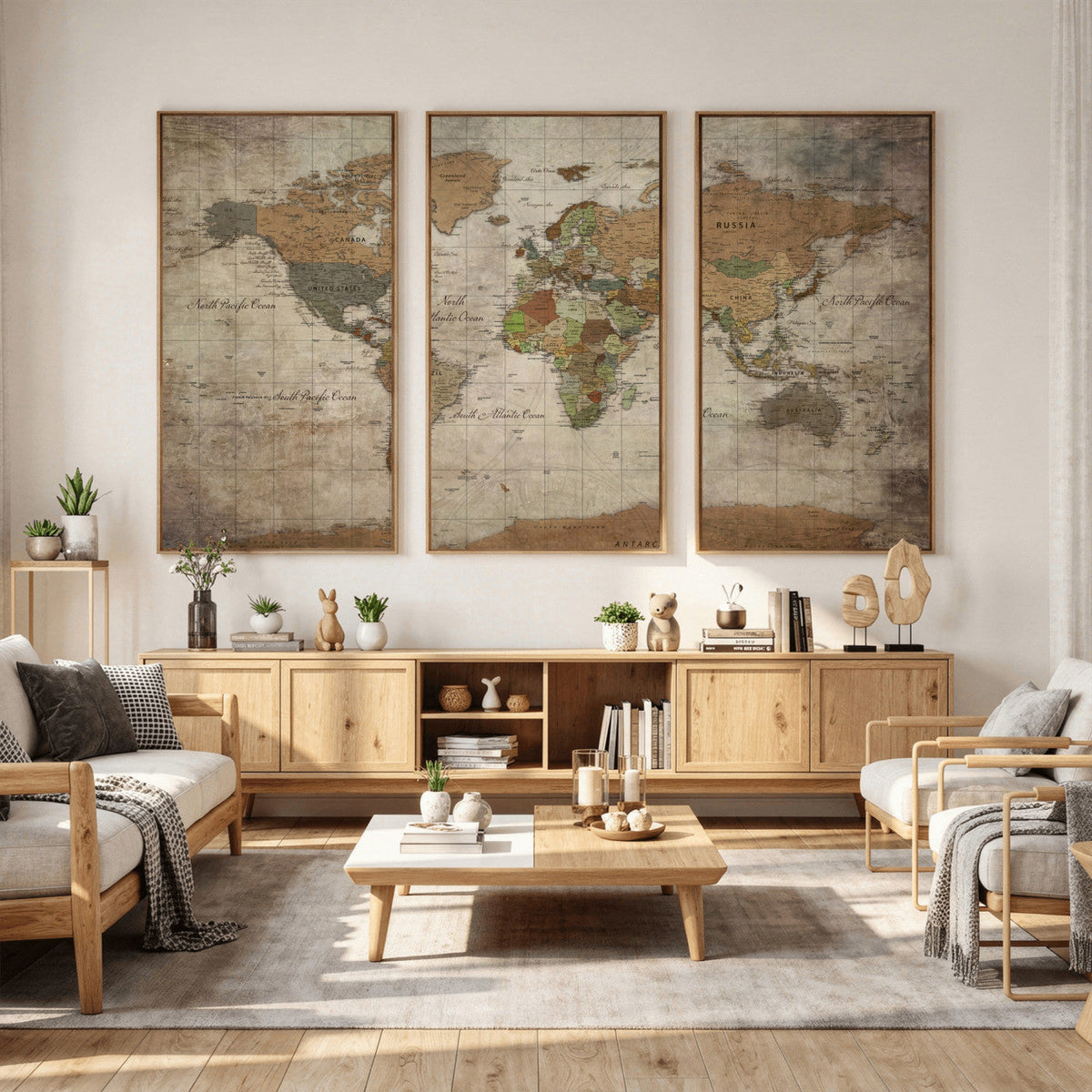 World Map Canvas Print – Framed Travel Map Wall Art for
