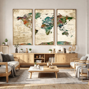 World Map Canvas Print – Framed Detailed Map of the World