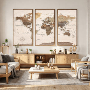 World Map Canvas Print – Framed Detailed Map of the World