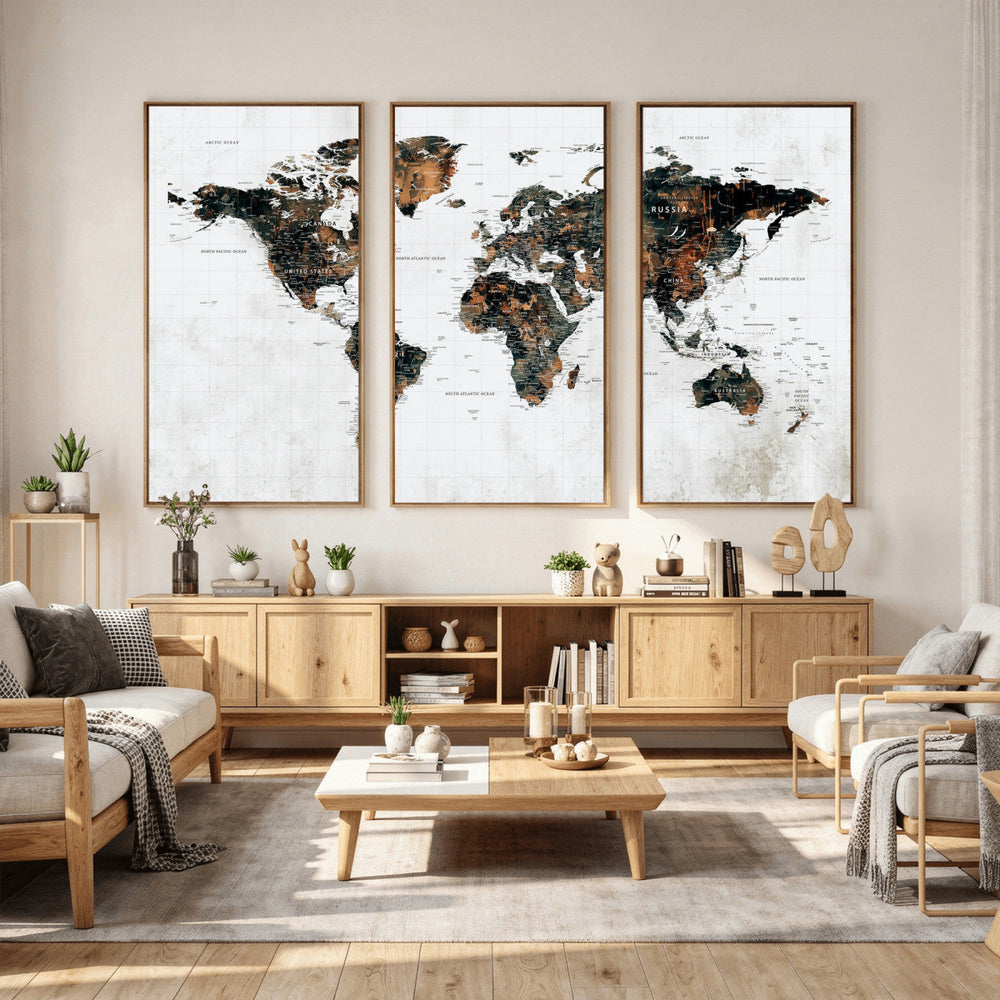 Large World Map Canvas Print – Framed Travel Map Wall Art