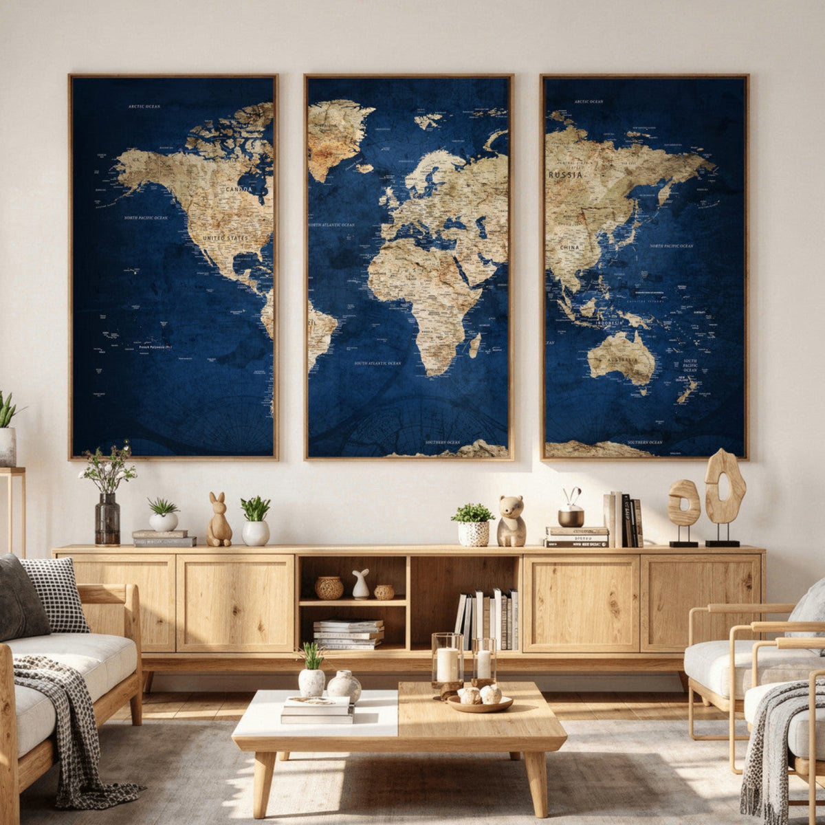 World Map Canvas Print – Framed Travel Map Wall Art for