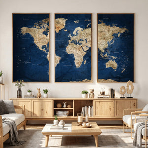 World Map Canvas Print – Framed Travel Map Wall Art for