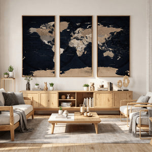 Grunge Wall Art World Map Canvas Print