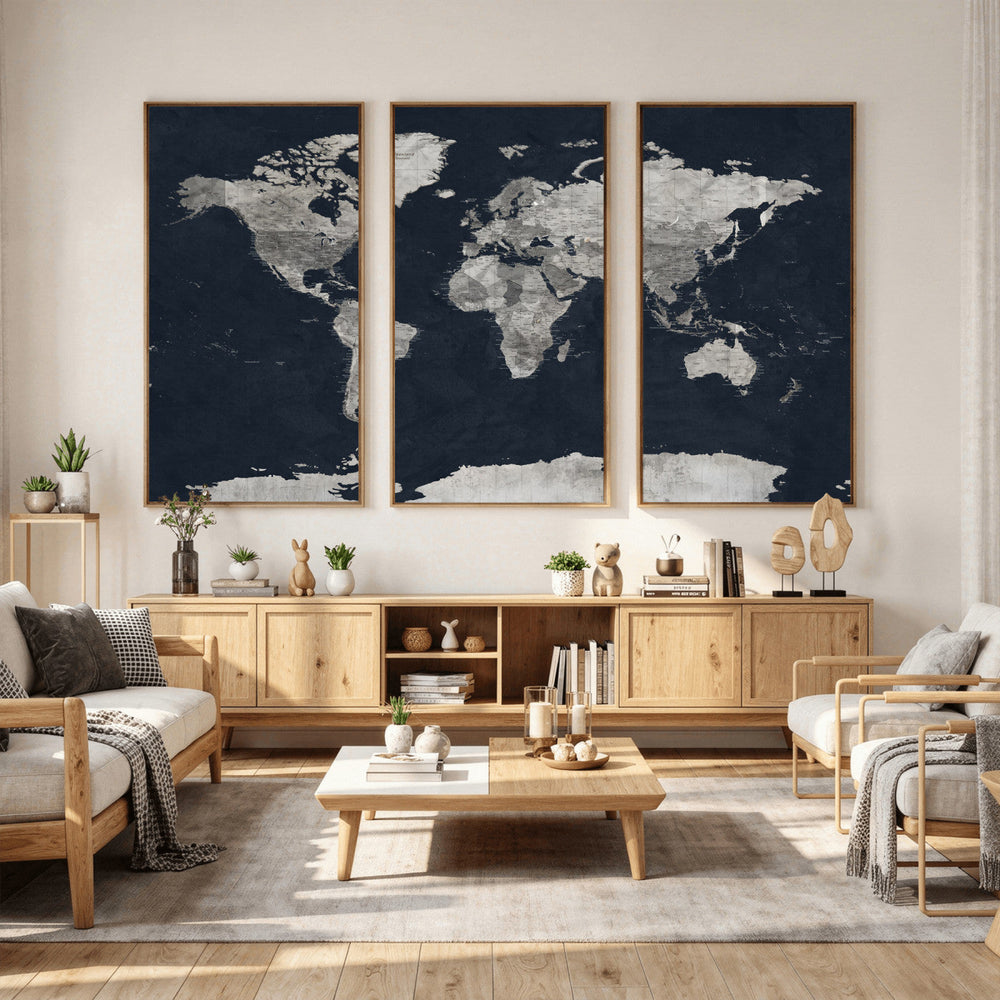 Colorful Watercolor World Map Canvas Print – Vibrant Framed