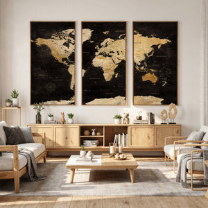 Extra Large World Map Canvas Print – Detailed Map Classic