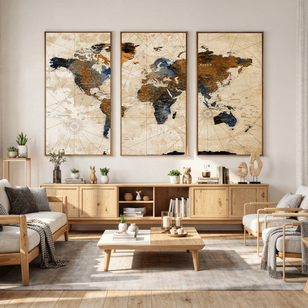 World Map Canvas Print – Framed Travel Map Wall Art for