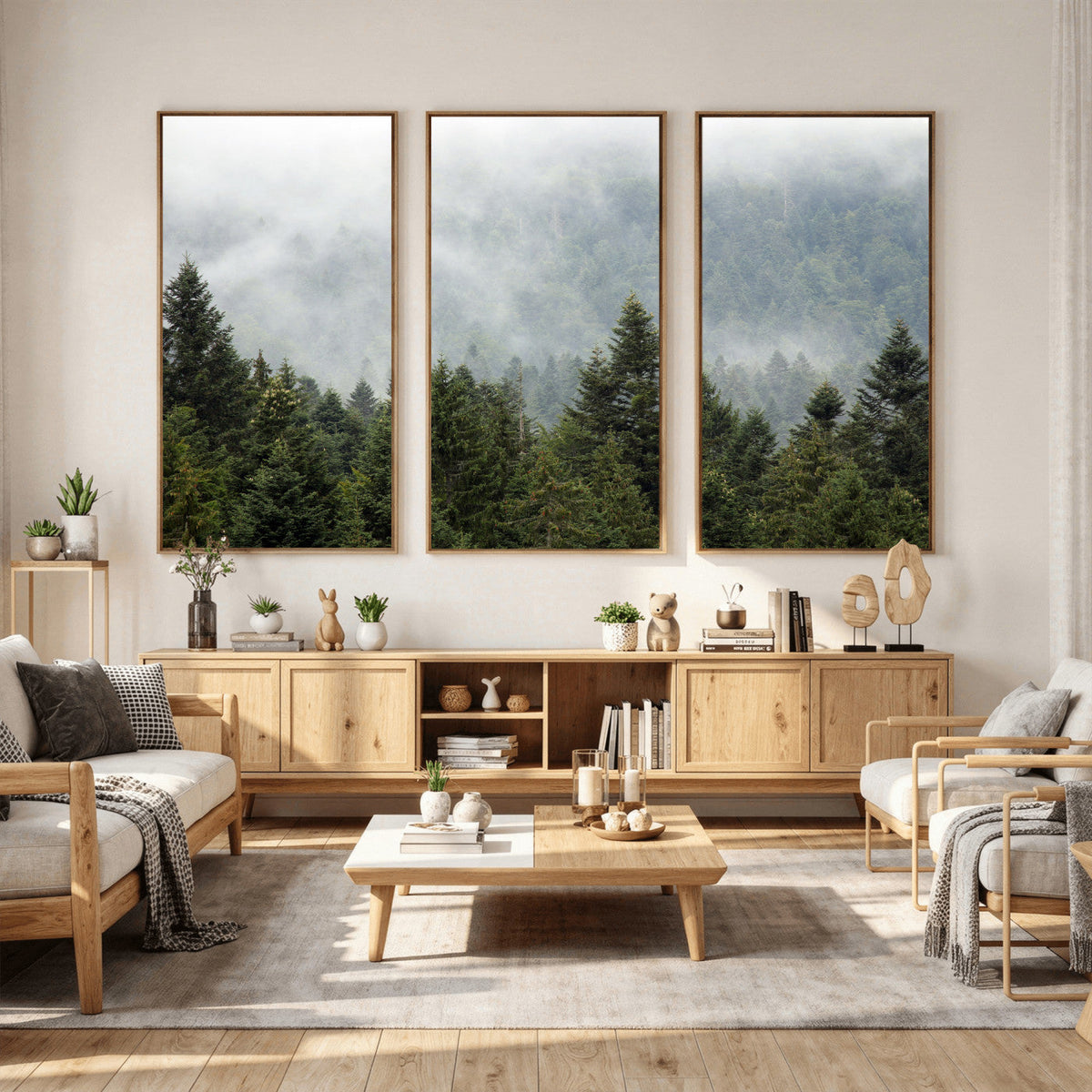 Misty Mountain Forest Wall Art Canvas Print