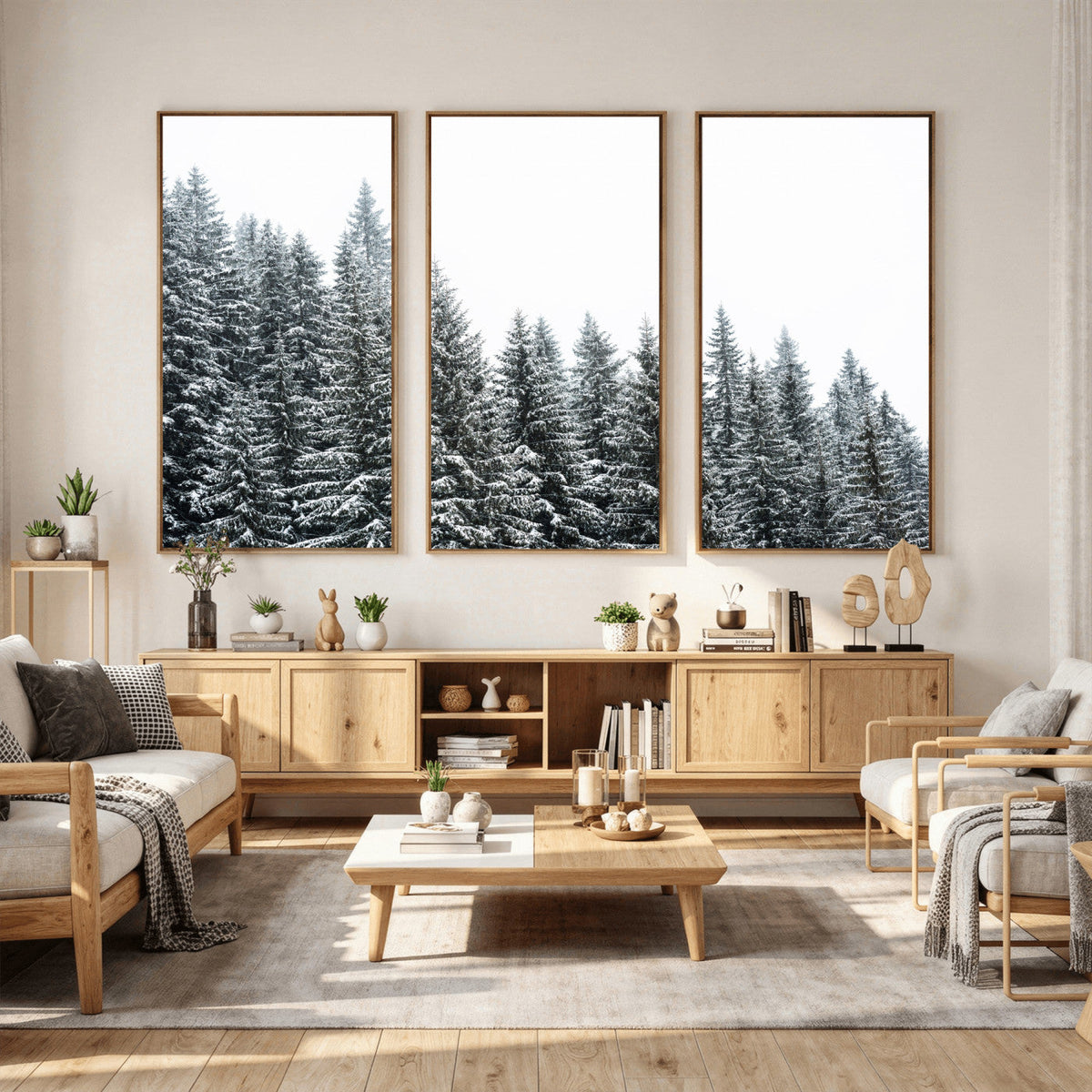 Misty Mountain Forest Canvas Print, Foggy Pine Trees Nature