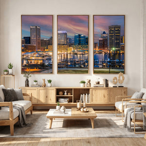 Baltimore Skyline Wall Art Canvas Print, Baltimore Downtown