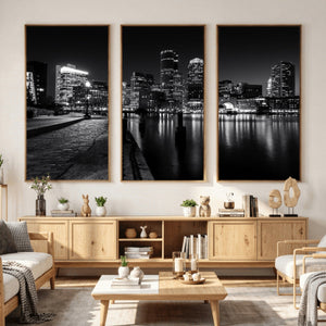 Boston Wall Art Canvas Print, Boston City Downtown Night