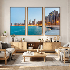 Chicago Wall Art Canvas Print, Chicago City Downtown Night