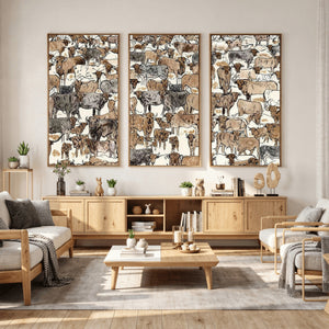 Abstract Longhorn Wall Art Canvas Print - Cow Animal Drawing