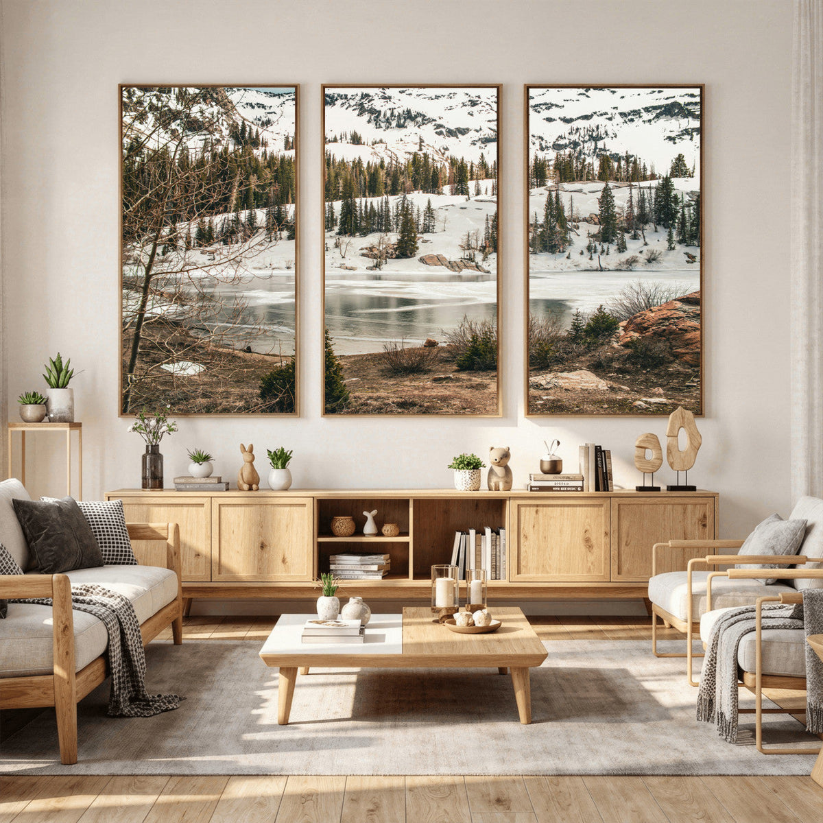 Snowy Mountain Landscape Wall Art Canvas Print, Alpine Pine