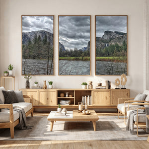 Yosemite Valley River Wall Art Canvas Print, Granite Cliffs
